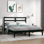 vidaXL Cadre de lit Noir Bois de pin massif 140x190 cm