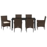 vidaXL Ensemble de salle à manger de jardin 7 pièces avec coussins marron poly rotin
