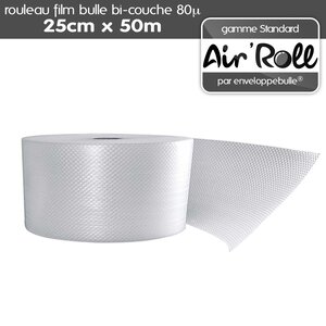 Lot de 20  rouleaux de film bulle d'air largeur 25 cm x longueur 50 mètres - gamme air'roll strandard