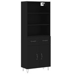 vidaXL Buffet haut Noir 69 5x34x180 cm Bois d'ingénierie