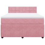 vidaXL Sommier à lattes de lit avec matelas Rose 160x200 cm Velours