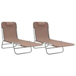 vidaXL Chaises longues pliables lot de 2 marron textilène et acier