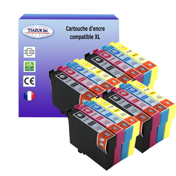 16 Cartouches Compatibles pour Epson Stylus S22, SX125, SX130, SX23, SX235, SX235W, SX420W remplace Epson T1281 T1282 T1283 T1284  - T3AZUR