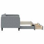 vidaXL Lit de jour avec gigogne et tiroirs gris clair 80x200 cm tissu