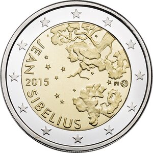 Pièce de monnaie 2 euro commémorative Finlande 2015 – Jean Sibelius