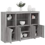 vidaXL Buffets avec lumières LED 3 Pièces sonoma gris bois d'ingénierie