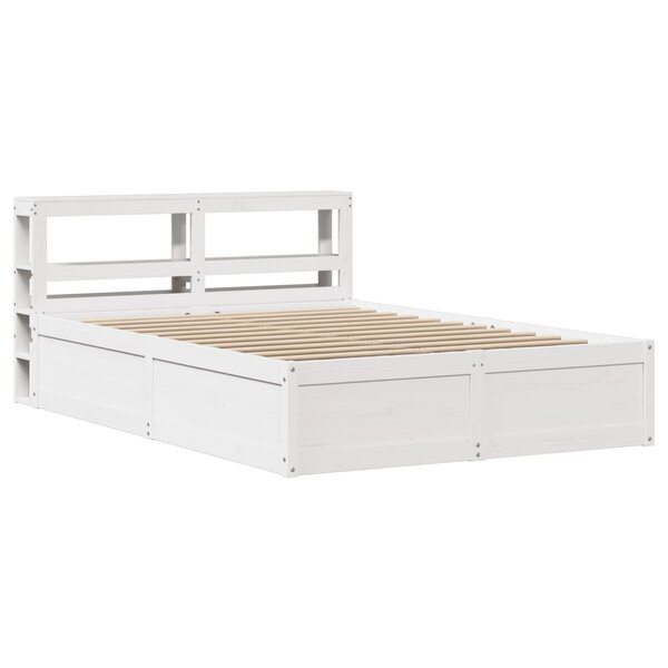 vidaXL Cadre de lit avec tête de lit blanc 135x190 cm bois pin massif