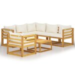 vidaXL Salon de jardin 7 Pièces avec coussin Crème Bois d'acacia solide