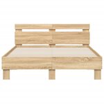 vidaXL Cadre de lit avec tête de lit et LED chêne sonoma 120x190 cm