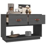 vidaXL Meuble TV Gris 90x40x60 cm Bois de pin massif