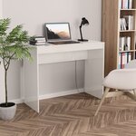vidaXL Bureau Blanc brillant 90x40x72 cm Bois d'ingénierie