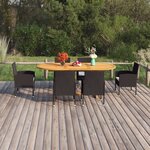vidaXL Ensemble à manger de jardin 7 Pièces Résine tressée Noir