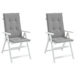 vidaXL Coussins de chaise de jardin à dossier haut lot de 2 gris tissu