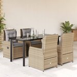 vidaXL Ensemble à manger de jardin avec coussins 5Pièces Beige poly rotin