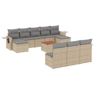 vidaXL Salon de jardin et coussins 11 Pièces mélange beige résine tressée