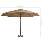 vidaXL Parasol en porte-à-faux avec poteau en aluminium 300 cm Taupe