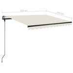 vidaXL Auvent automatique avec capteur de vent et LED 350x250 cm Crème