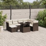 vidaXL Salon de jardin 8 Pièces avec coussins marron résine tressée