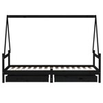 vidaXL Cadre de lit enfant avec tiroirs noir 90x200 cm bois pin massif