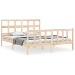 vidaXL Cadre de lit avec tête de lit 160x200 cm bois massif