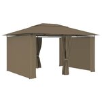 vidaXL Chapiteau de jardin avec rideaux 4x3 m Taupe 180 g/m²