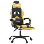 vidaXL Chaise de jeu avec repose-pied Noir et doré Similicuir