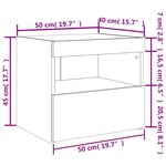 vidaXL Table de chevet avec lumières LED gris béton 50x40x45 cm