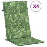 vidaXL Coussins de chaise à dossier haut lot de 4 modèle de feuille