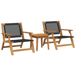 vidaXL Chaises de jardin avec table 3 Pièces Noir 45 x 45 x 40 cm