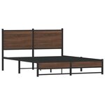vidaXL Cadre de lit en métal avec tête de lit chêne marron 137x190 cm