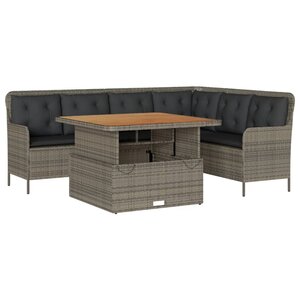 vidaXL Salon de jardin 2 Pièces avec coussins Gris Résine tressée