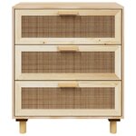 vidaXL Buffet Marron 60x30x70 cm Bois de pin massif et rotin naturel