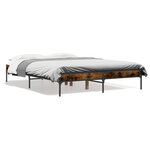 vidaXL Cadre de lit chêne fumé 120x190 cm bois d'ingénierie et métal