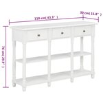 vidaXL Table console blanc 110 x 30 x 76 cm bois d'ingénierie