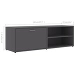vidaXL Meuble TV Gris 120x34x37 cm Bois d’ingénierie