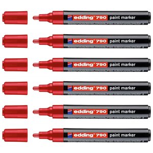 Marqueur Peinture 790 Rouge Pointe Ronde 2-3 mm x 6 EDDING