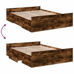 vidaXL Cadre de lit à tiroirs chêne fumé 135x190 cm bois d'ingénierie
