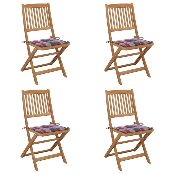 vidaXL Chaises pliables de jardin 4 Pièces avec coussins Bois d'acacia