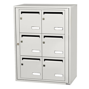 Bloc collectif leabox.com 2x3 grade 3 simple face Intérieur fixation murale Blanc pur RAL 9010 finition brillante