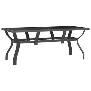 vidaXL Table de jardin Gris et noir 180x80x70 cm Acier et verre