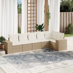 vidaXL Salon de jardin avec coussins 6 Pièces beige résine tressée