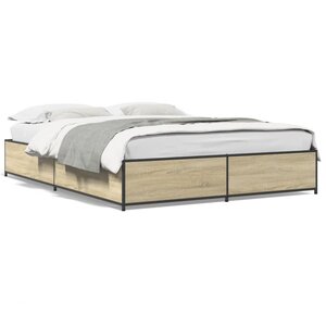 vidaXL Cadre de lit chêne sonoma 120x200 cm bois d'ingénierie et métal