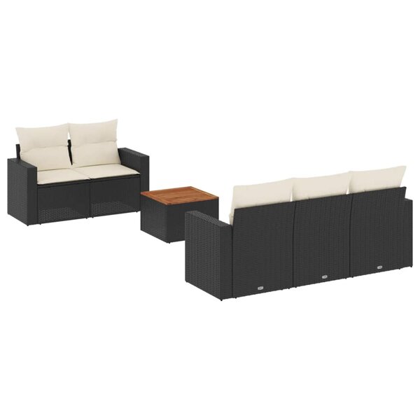vidaXL Salon de jardin 6 Pièces avec coussins noir résine tressée