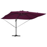 vidaXL Parasol déporté Roma de avec LED Rouge Bordeaux 352x251x265 cm Aluminium