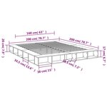 vidaXL Cadre de lit sans matelas gris béton 200x200 cm