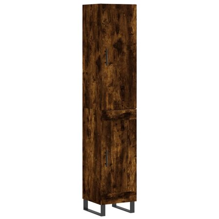 vidaXL Buffet haut Chêne fumé 34 5x34x180 cm Bois d'ingénierie