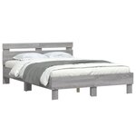 vidaXL Cadre de lit avec tête de lit et LED sonoma gris 120x200 cm