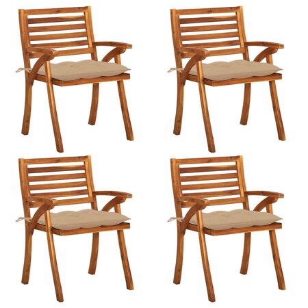 vidaXL Chaises de jardin avec coussins 4 Pièces Bois de teck solide