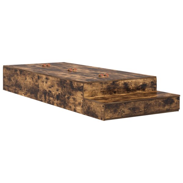 vidaXL Cadre de lit de rangement Chêne fumé 90x200 cm