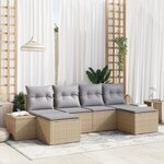 vidaXL Ensemble de canapés de jardin 6 pièces avec coussins en rattan poly beige
